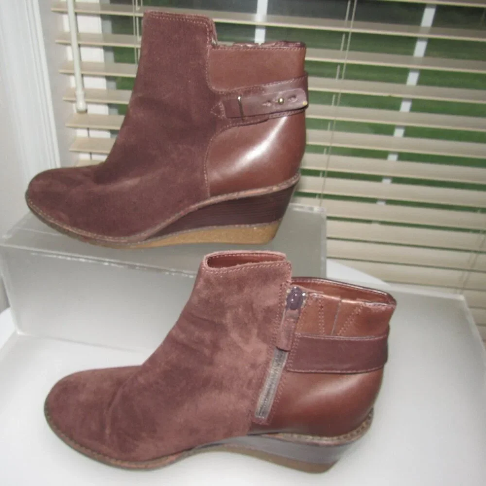 Cole Haan NikeAir Suede & Leather Wedge Booties – US 9.5 B | Sport Chic Casual